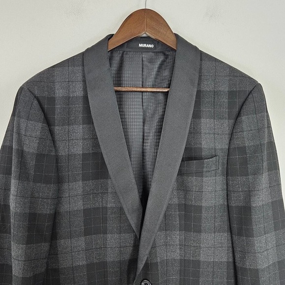 Murano Other - Murano Men's Plaid Blazer Jacket Slim Fit Lined 1 Button Shawl Lapel Size L